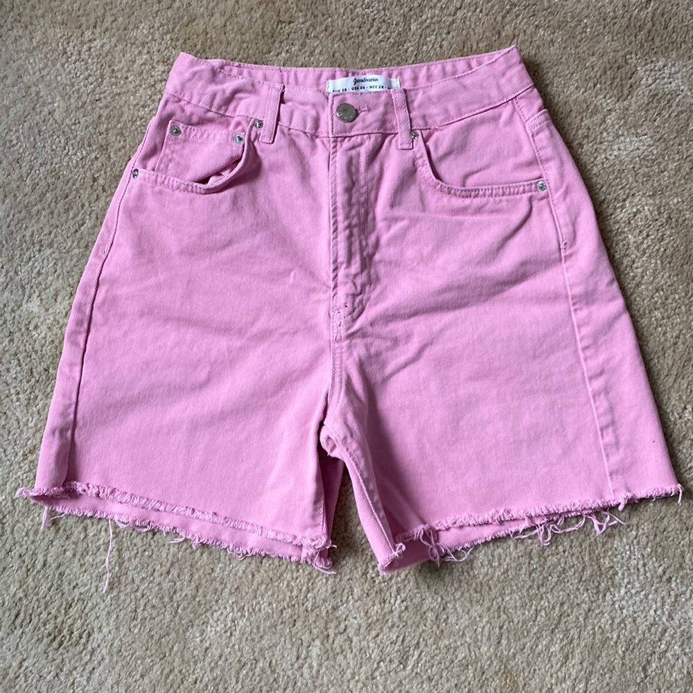 Pink High Waist Stradivarius Dad Shorts